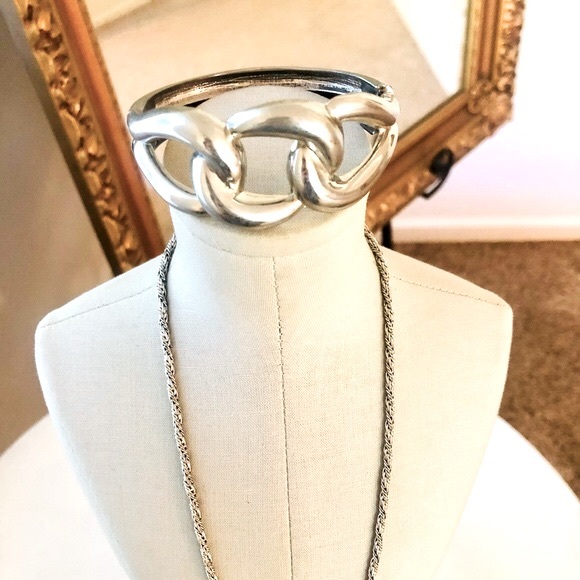 Vintage signed MONET Modernist Necklace & bracelet - Picture 4 of 13